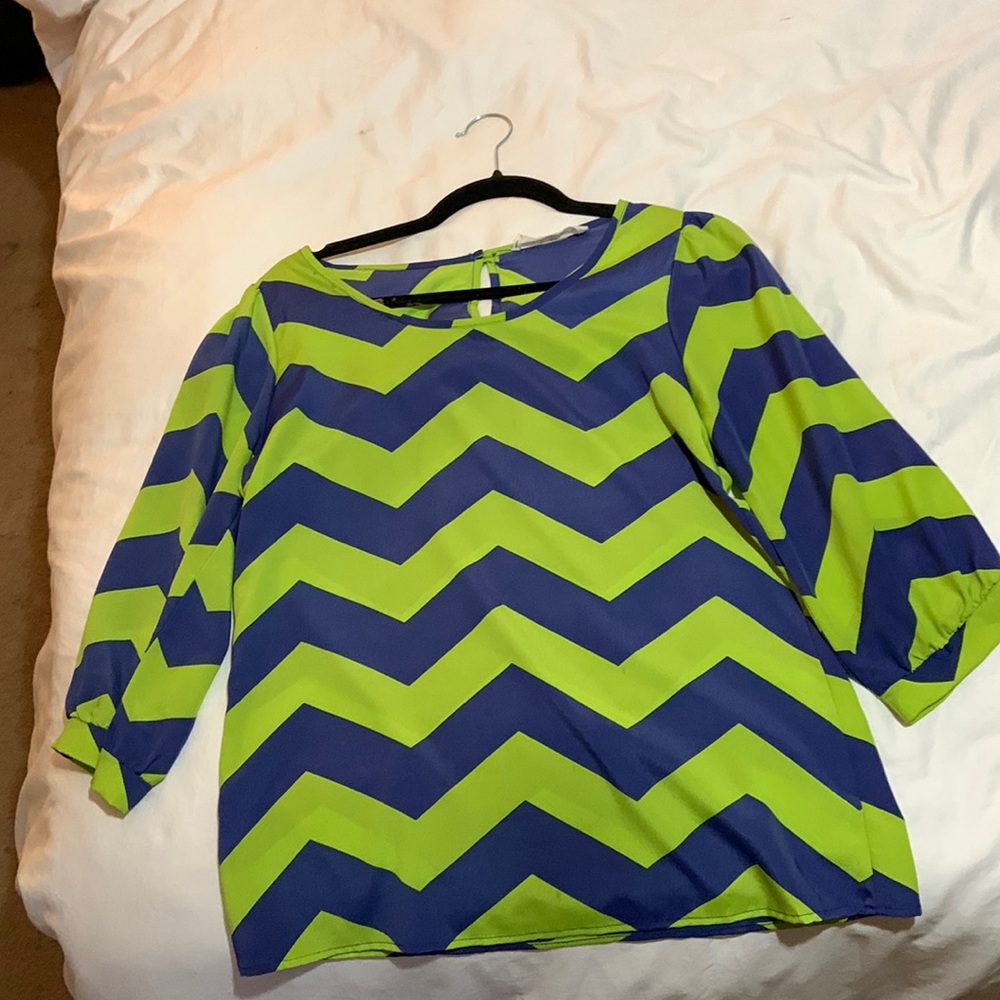 Peach Love Cream, California Royal Blue & Lime Green Shirt.